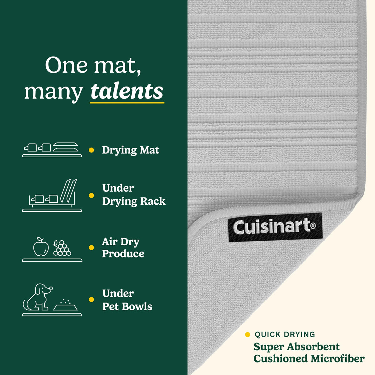 Best Brands Cuisinart dish drying mats 2-pack setup for two drying zones