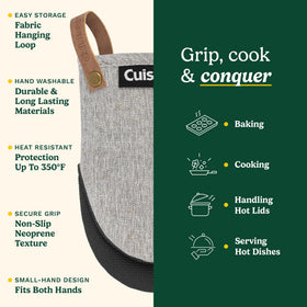 Best Brands Cuisinart Heritage mitts with faux leather loop for hanging