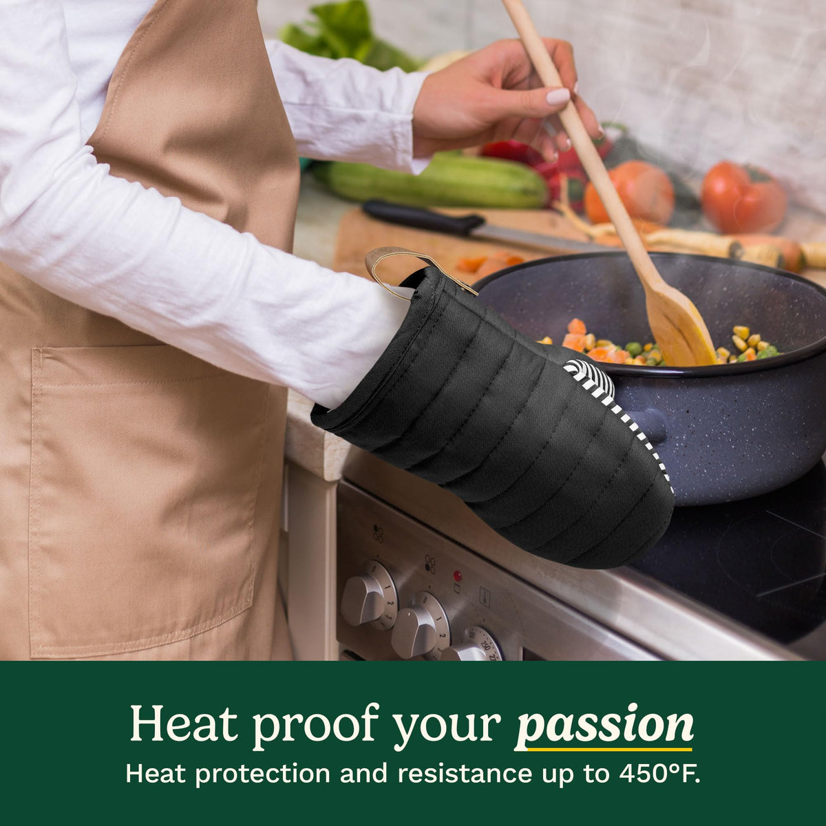 Best Brands Cuisinart mitts highlight 450°F heat resistance for safe oven use
