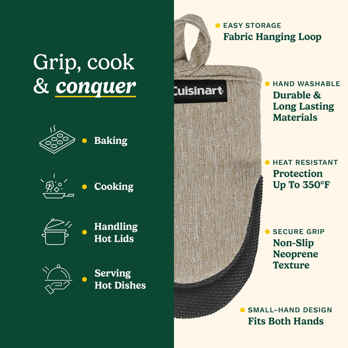 Best Brands Cuisinart mini oven mitts are compact yet sturdy for small kitchens and RVs.