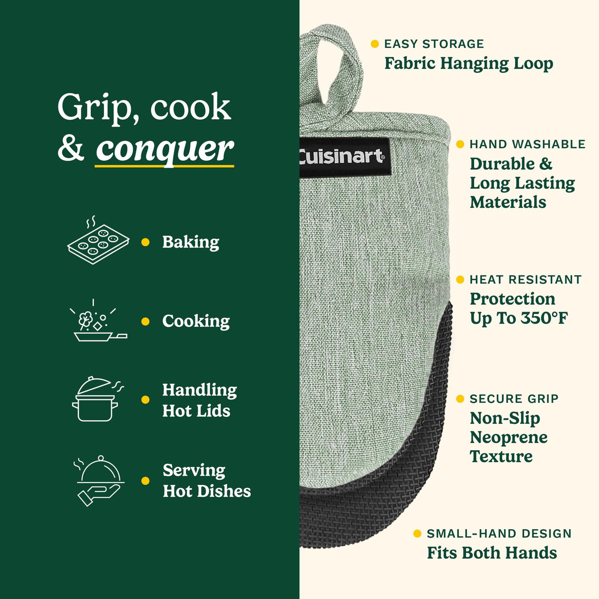 Best Brands Cuisinart mini oven mitts use cotton filling for comfortable cushioning