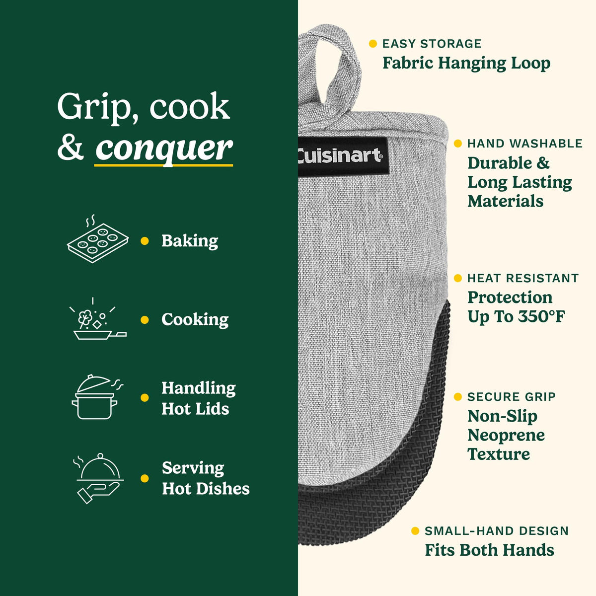 Fabric loop on Best Brands Cuisinart mitts for hanging storage