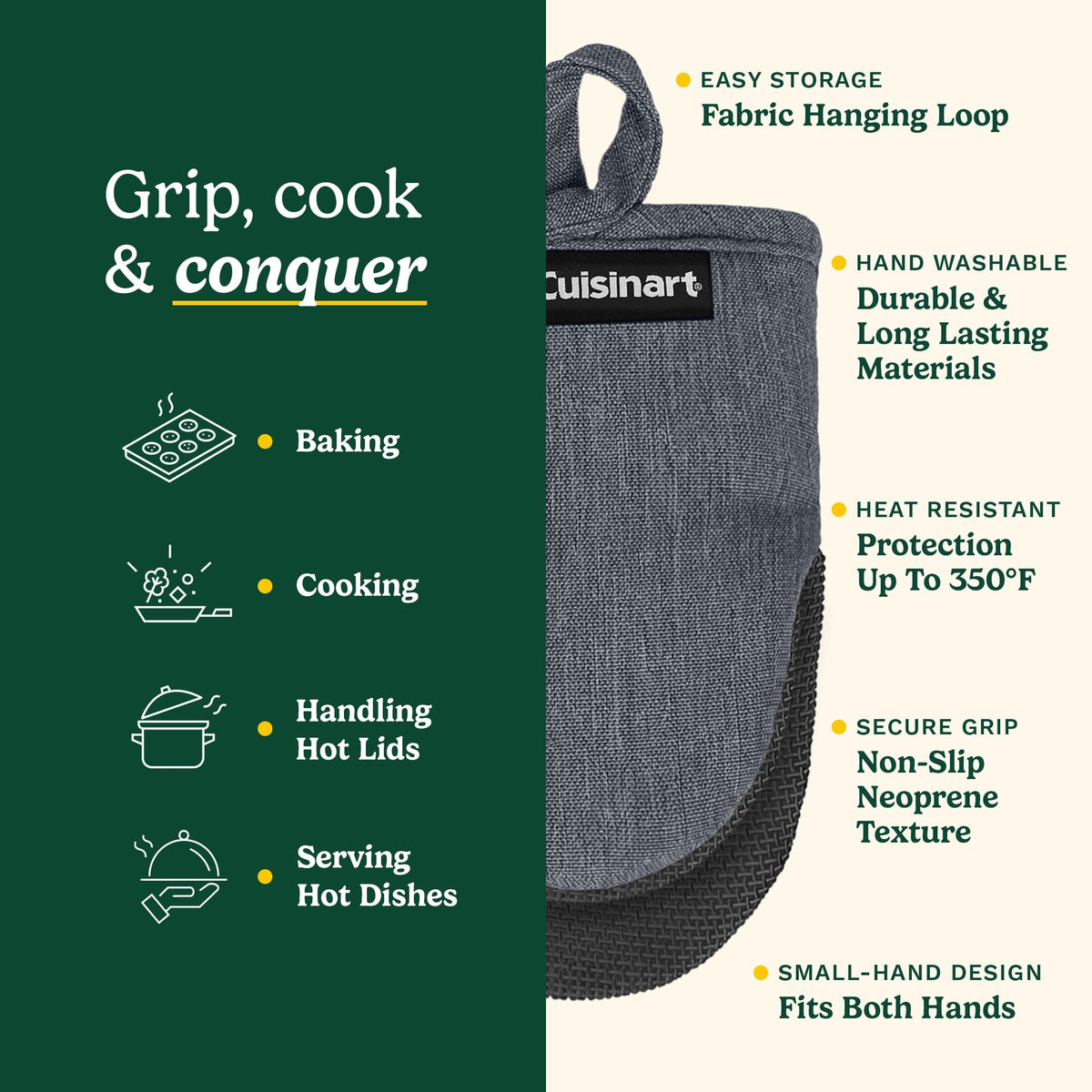 Fabric loop for hanging storage with Best Brands Cuisinart mini mitts.