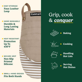 Faux leather loop on Best Brands Cuisinart mitts for easy hanging and storage.