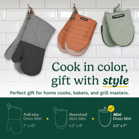 Best Brands Cuisinart mini oven mitts offer heat protection up to 350 degrees for hot dishes.