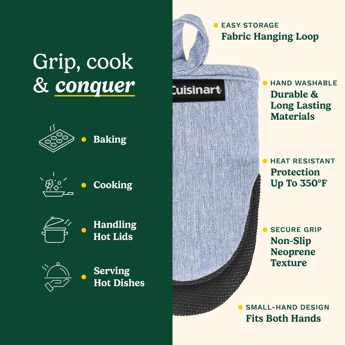 Best Brands Cuisinart mini oven mitts protect up to 350 degrees during cooking