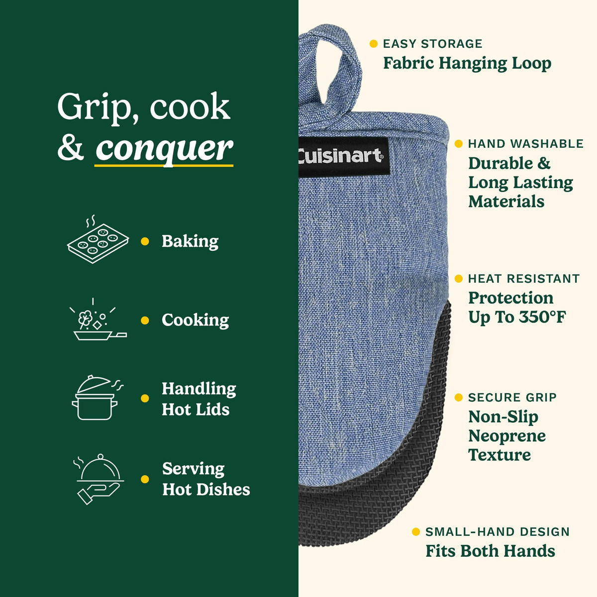 Best Brands Cuisinart mini mitts feature durable cotton filling for comfort and protection.
