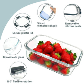 Bestfull rectangular 370ml compact glass container for snacks