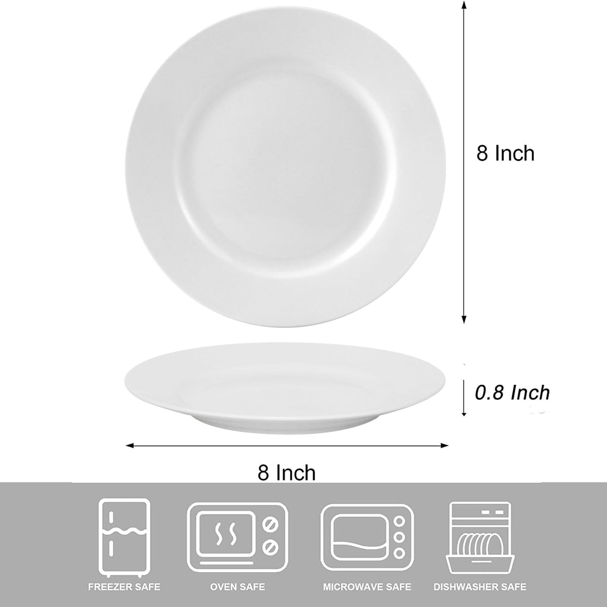 Bestone wide rim porcelain plate, side angle highlights raised edge.