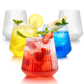 BESTSTAR 36pc ribbed wine glasses provide elegant, spill-resistant service.