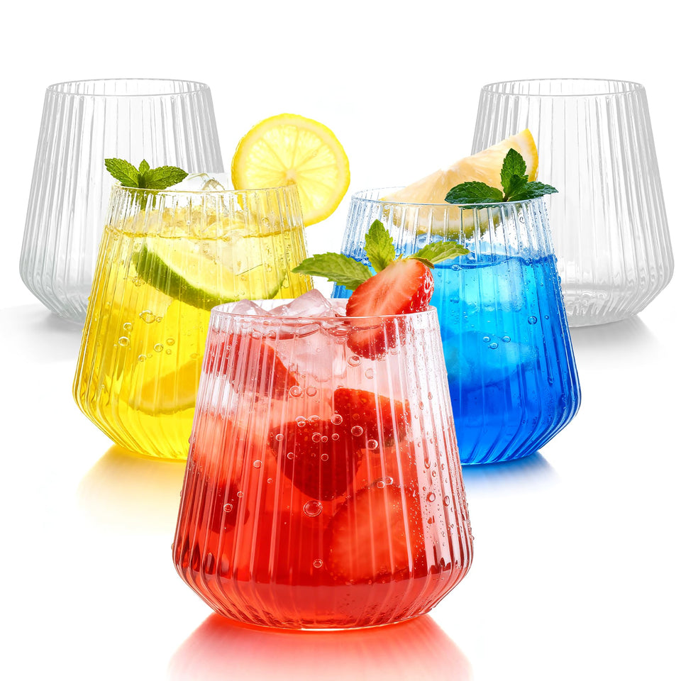BESTSTAR 36pc ribbed wine glasses provide elegant, spill-resistant service.