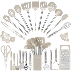 BESTZMWK 33-piece kitchen utensil set overview with nonstick-friendly tools.
