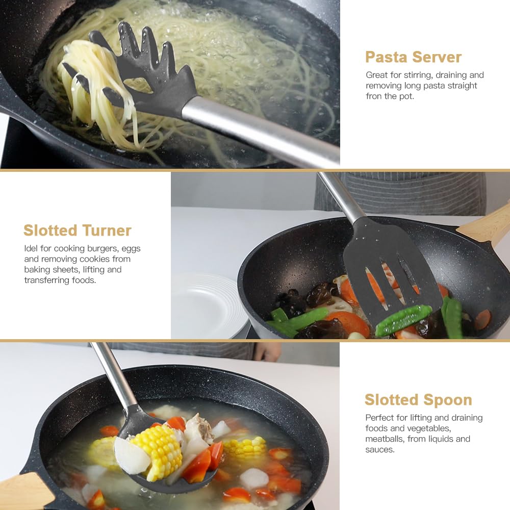 BESTZMWK grey silicone spatulas set complements modern kitchen