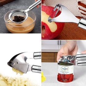 Heat-resistant silicone collection protecting cookware surfaces during use.