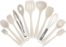 BESTZMWK pasta fork in khaki silicone for smooth stirring and serving.