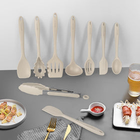 BESTZMWK kitchen tongs in khaki for precise flipping and safe serving.