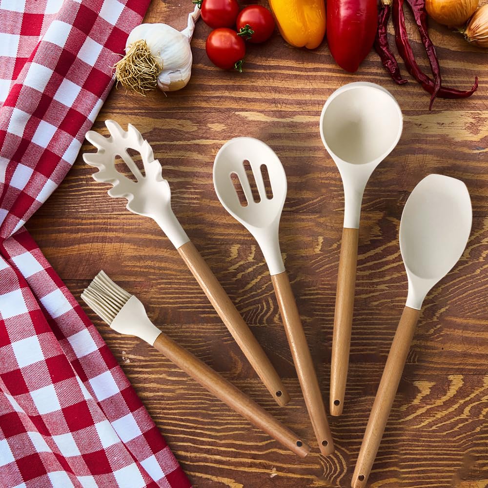 BESTZMWK kitchen utensil holder keeps tools organized on the counter.