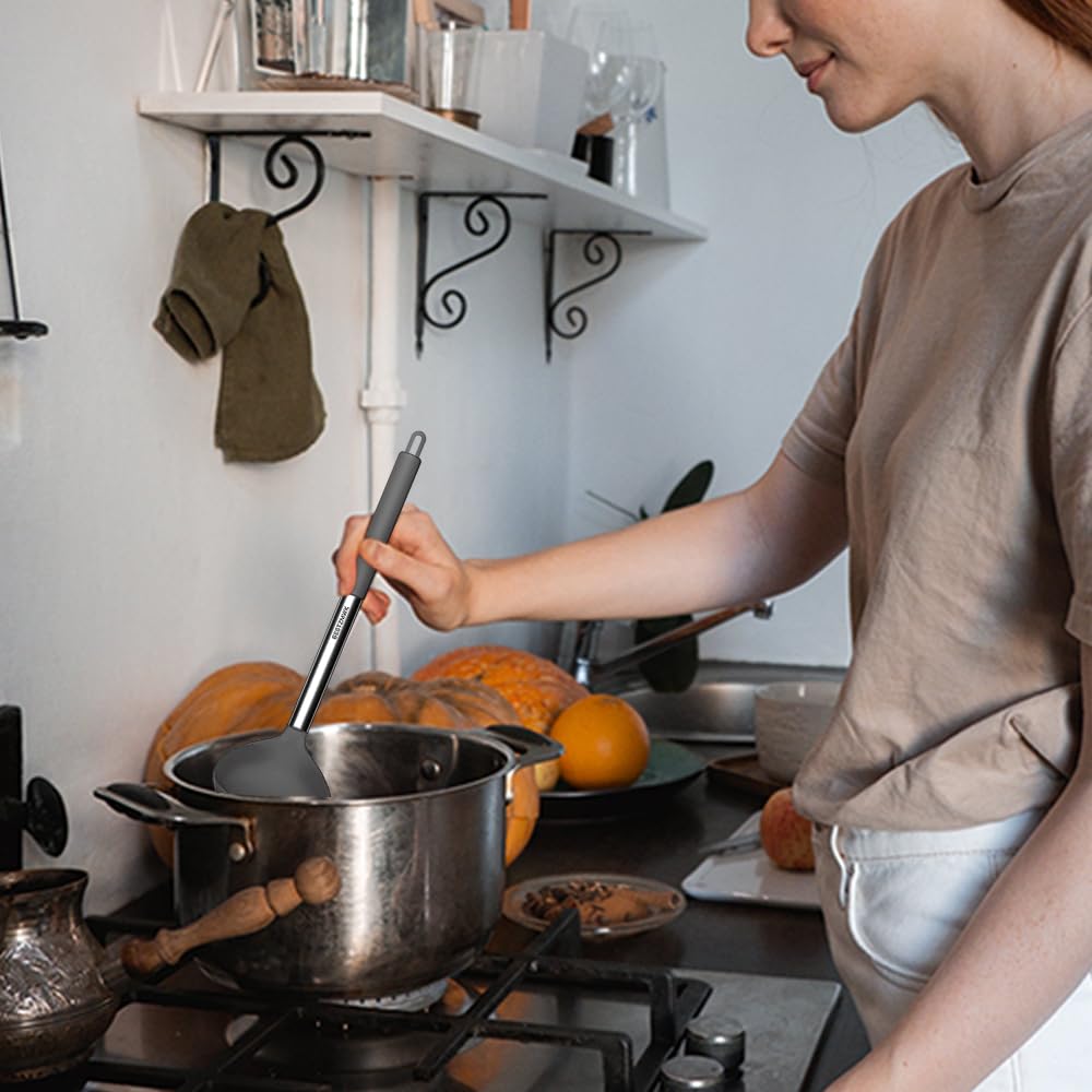 BESTZMWK kitchen utensils set grey-holder, organized storage keeps utensils within reach.