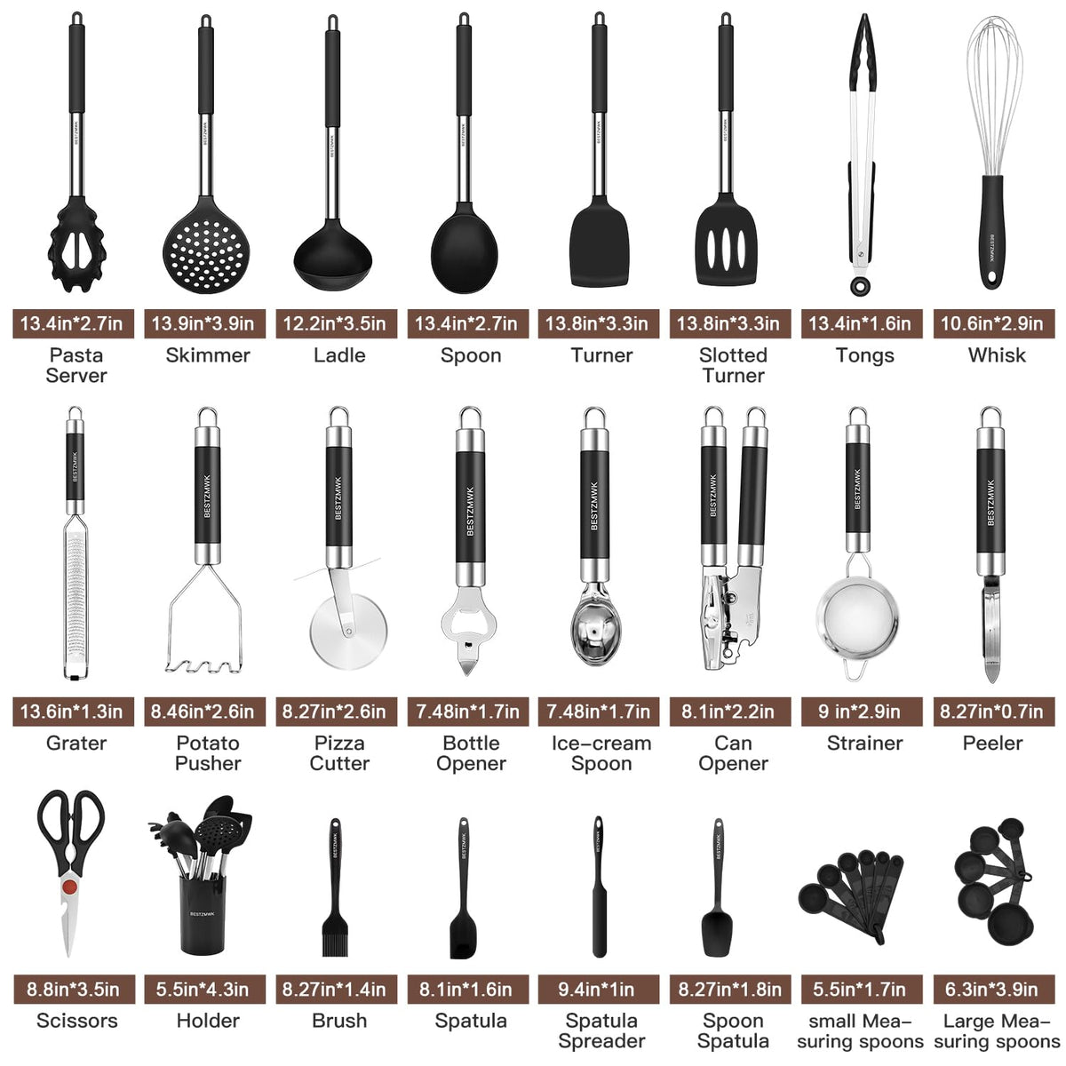 BESTZMWK slotted turner draining sauce from vegetables