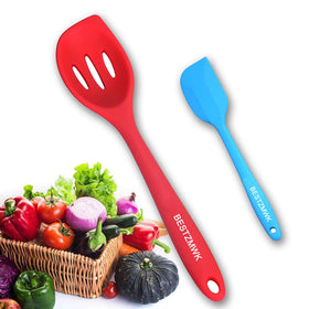 BESTZMWK slotted turner for flipping without sticking in nonstick cookware.