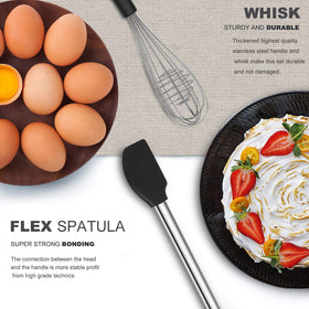 BESTZMWK non-scratch silicone heads protect nonstick pans during stirring and flipping