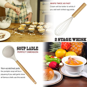 Nonstick pans protected by silicone utensils for scratch-free cooking.