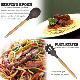 BESTZMWK slotted spatula and spoons for draining and serving.