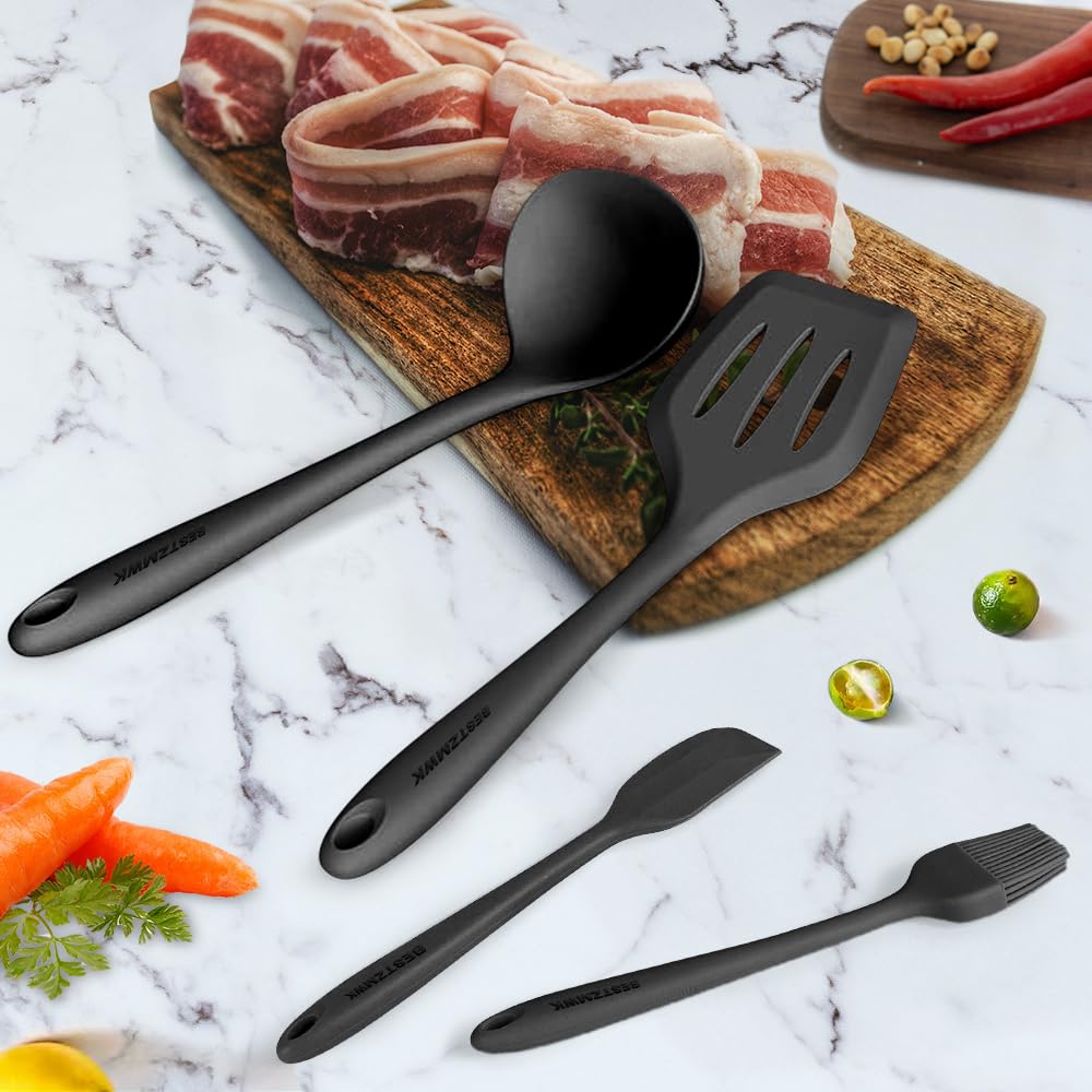 BESTZMWK includes pasta fork, brush, tongs, spoon, and spatulas for complete prep