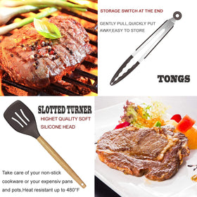 BESTZMWK wooden handles stay cool during cooking.