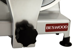 BESWOOD250 ergonomic food pusher offers controlled slicing.