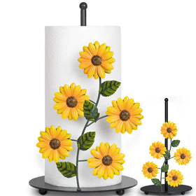 BESZONE Sunflower paper towel holder front view showcases rustic kitchen decor