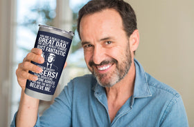 BETHEGIFT Dad tumbler 20oz navy inside closeup shows double-wall insulation for temperature retention.