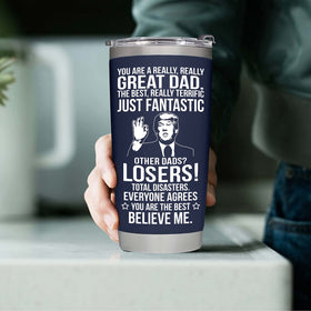 BETHEGIFT Dad tumbler 20oz navy packaging shows gift-ready presentation for Father's Day.