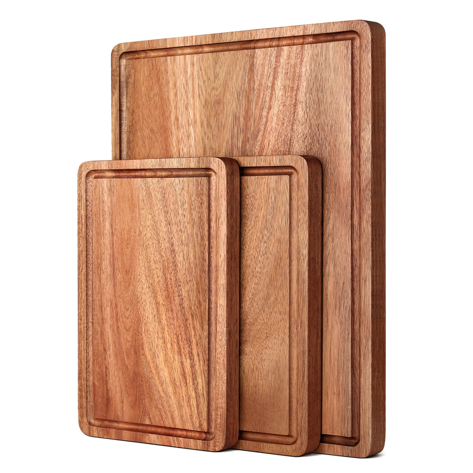 BETOLEAN acacia wood cutting board with juice groove for mess-free prep