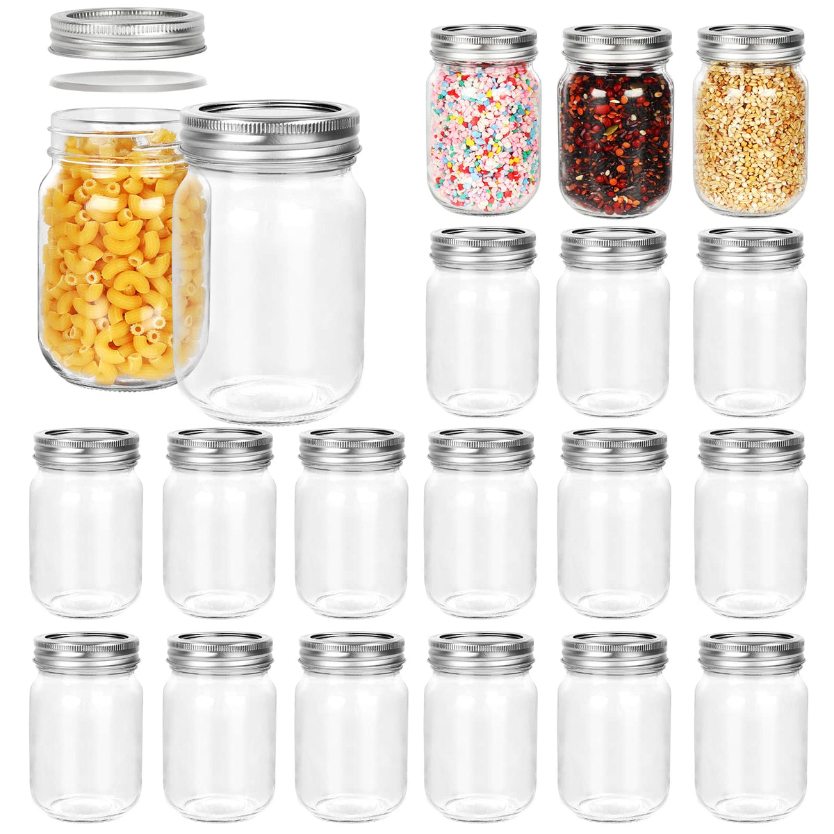 Betrome 12oz mason jar with clear body for easy pantry identification and freshness