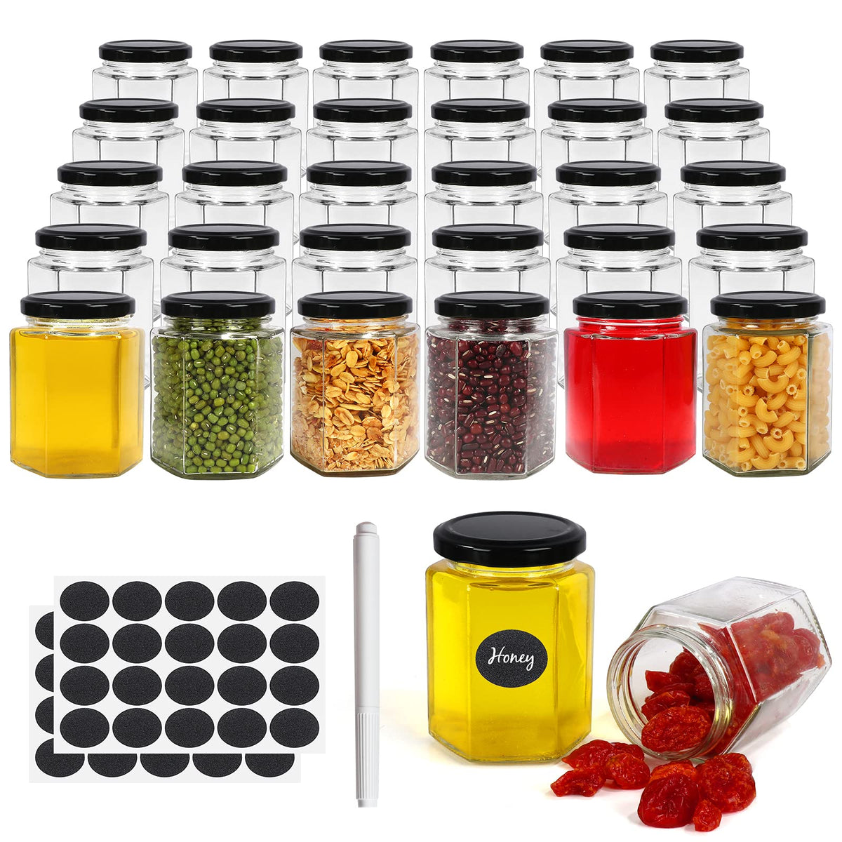 Betrome 6oz hexagon jar with clear glass for honey and jams