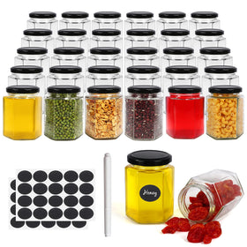 Betrome 6oz hexagon jar with clear glass for honey and jams