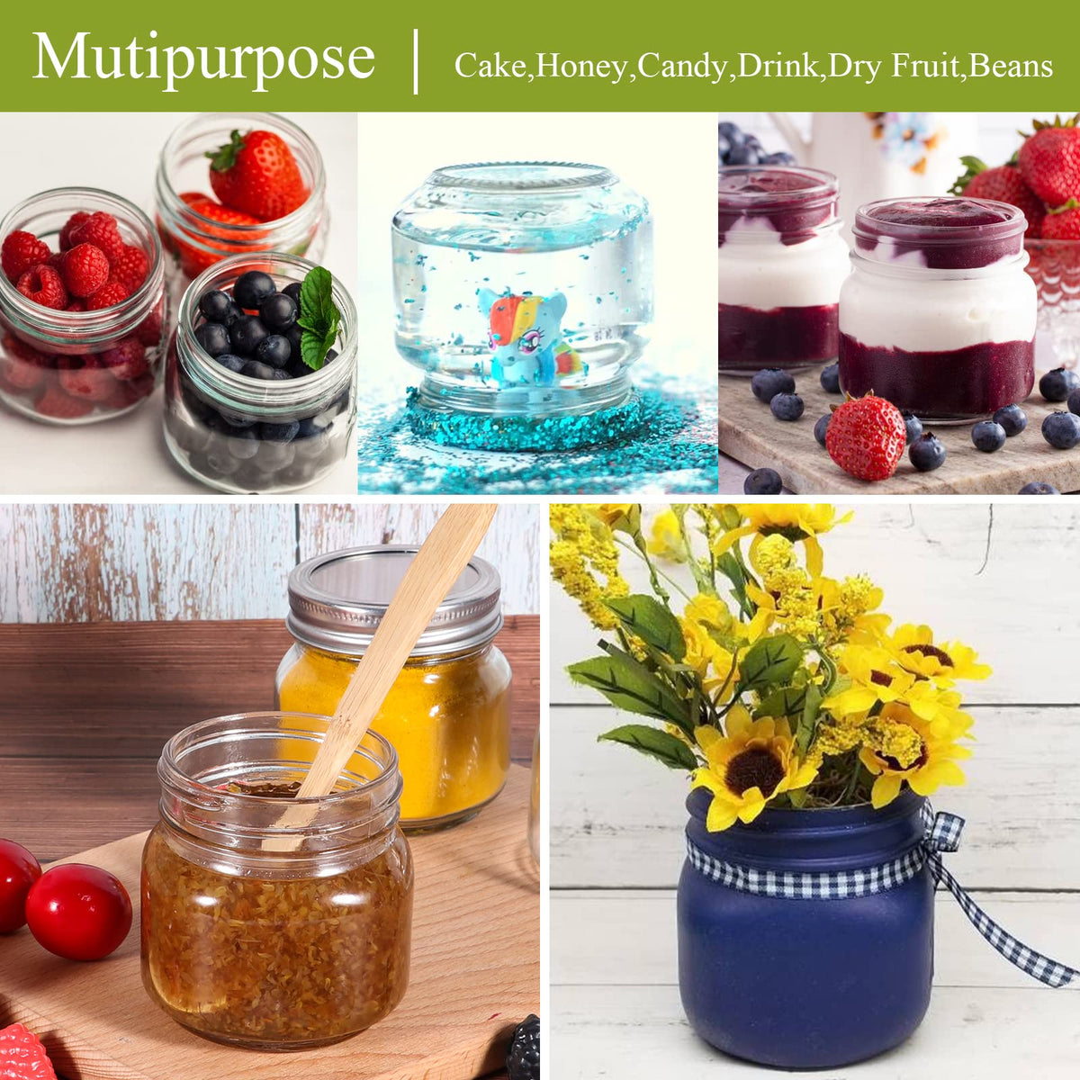 Betrome dishwasher and microwave safe jars for convenient use.