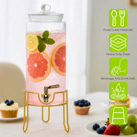 Betrome gold metal stand side view emphasizes a sturdy display.