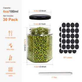 Betrome black lid on hexagon jar ensures a secure seal