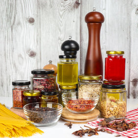 Betrome jars store jams, spices, and crafts