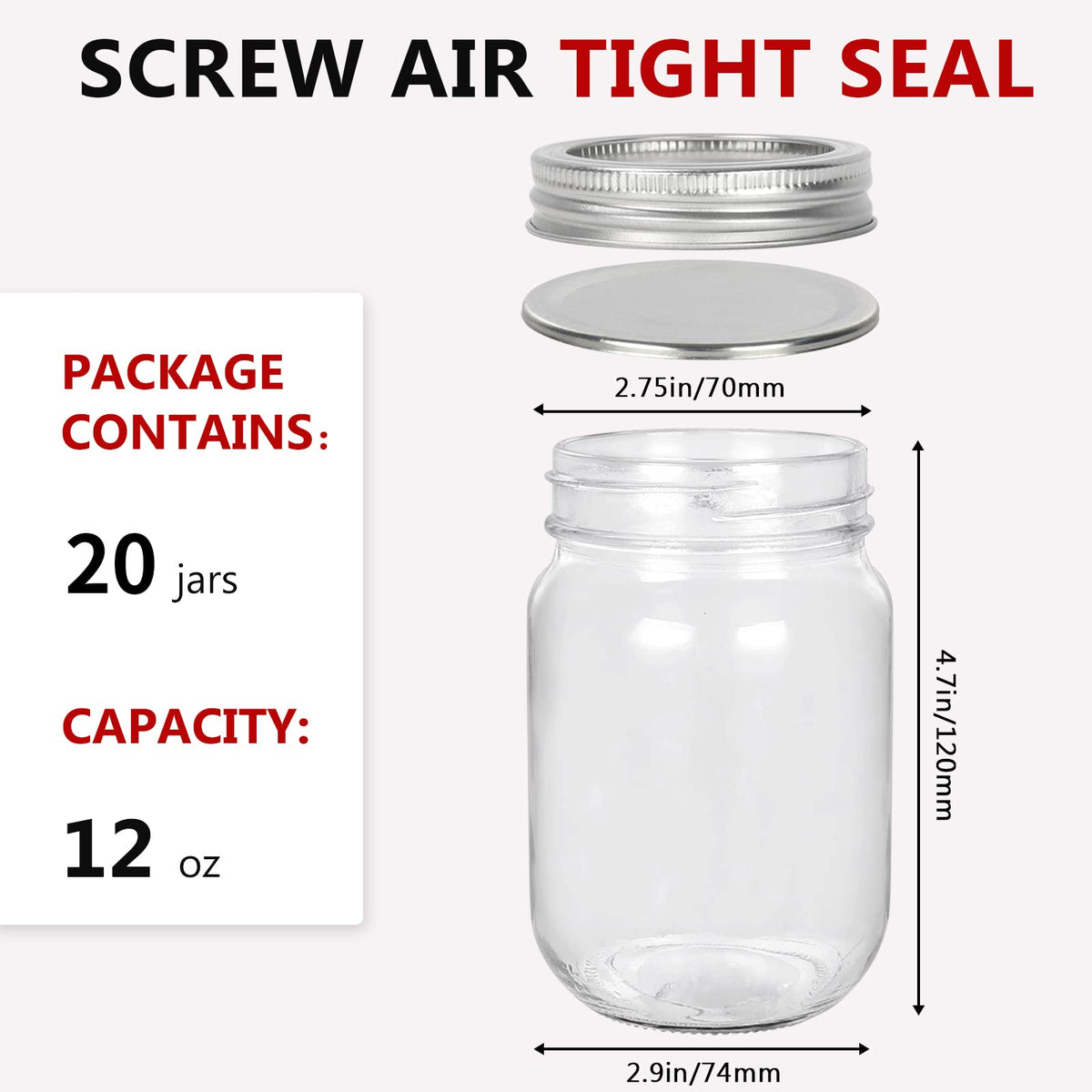 Betrome regular mouth lids in silver for secure resealing