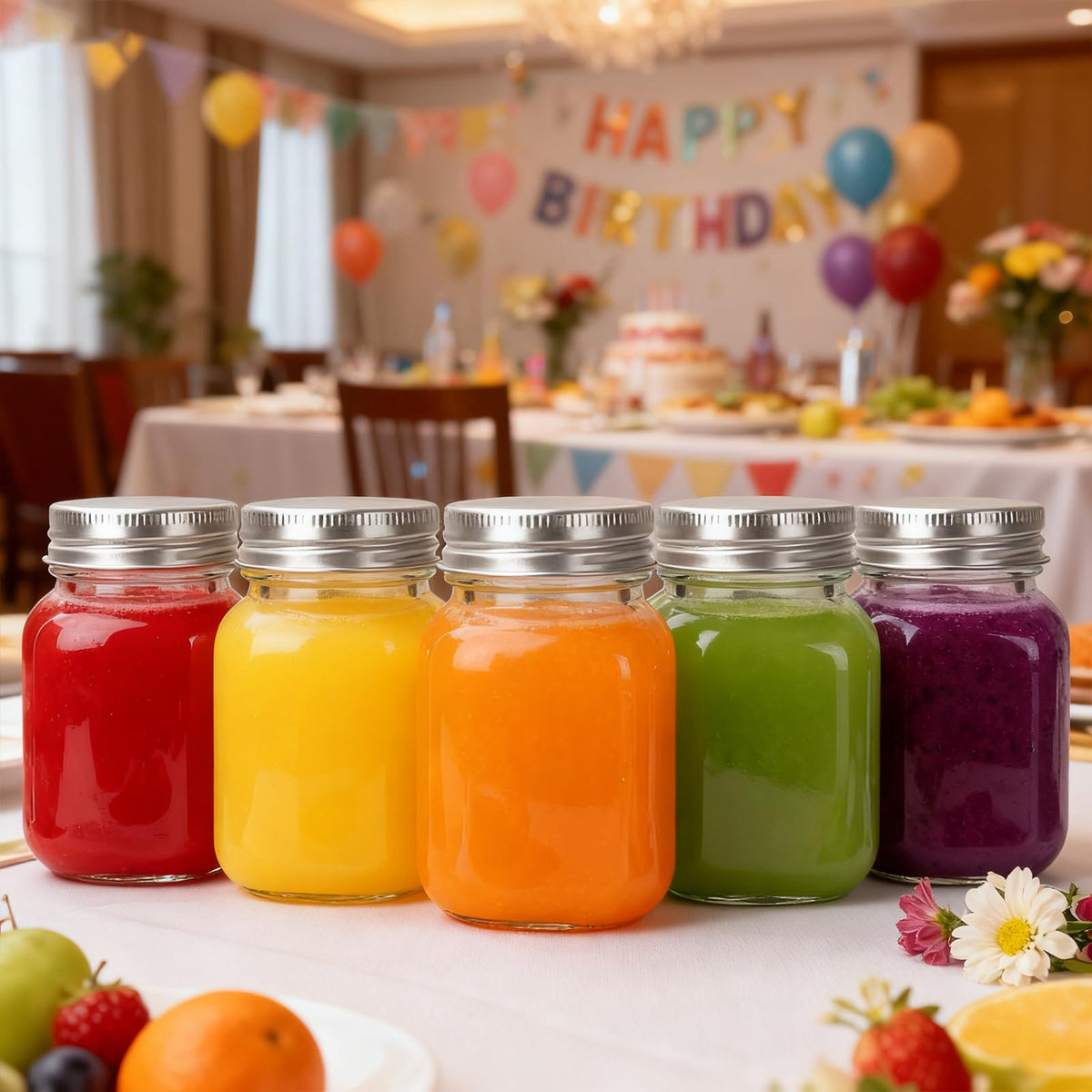 Betrome wedding favor jars with silver lids for elegant decor.