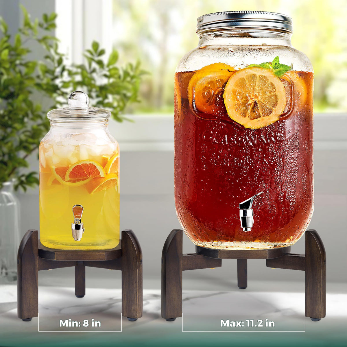 BETSEO Stand in use with beverage dispenser, providing stable support for pouring.