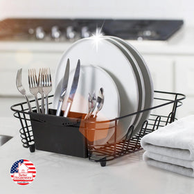 Better Houseware over-sink drying rack saves counter space while organizing items.