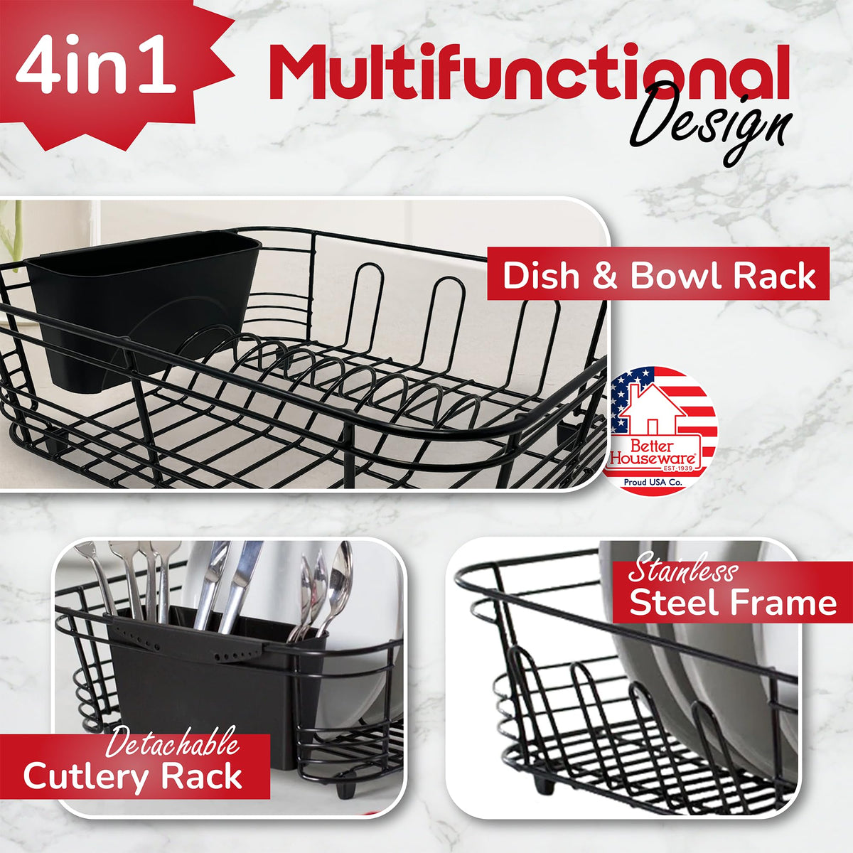 Better Houseware stainless steel rack delivers durable, rust-resistant drying performance.