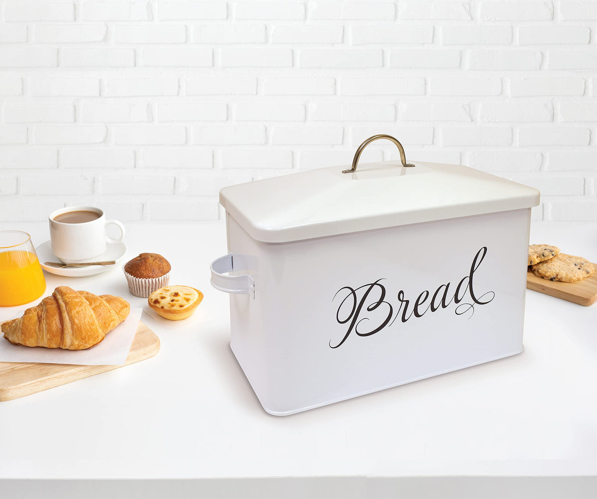 Better Kitchen Products durable steel finish keeps bread fresh on counter
