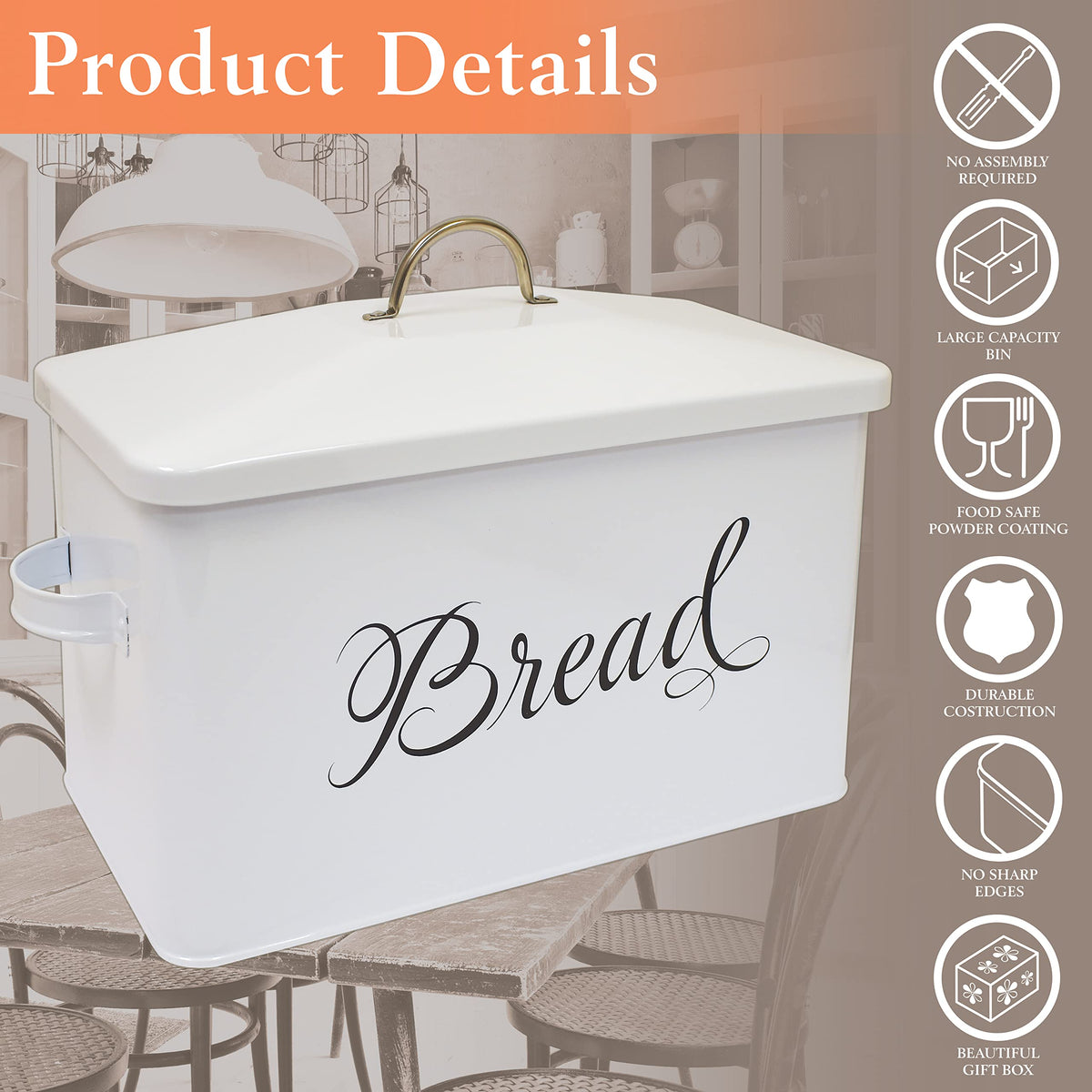 Better Kitchen Products white powder-coated steel design with side handles on counter