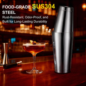 BETTFOR Boston Shaker Set two-piece tins shown for easy separation and pouring.