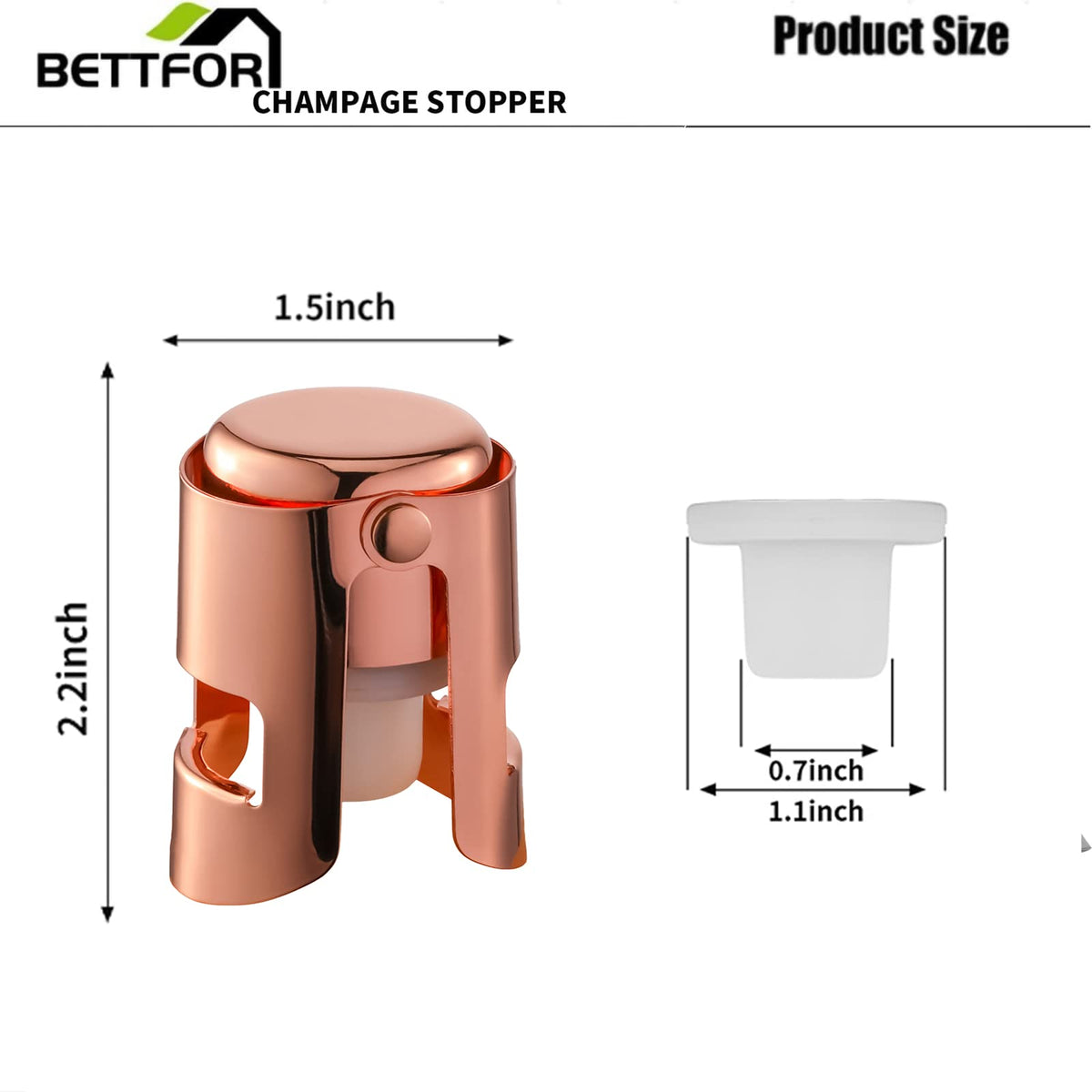 BETTFOR champagne stopper inserted into bottle for fresh preservation